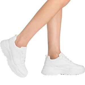 Chunky white tennis shoes